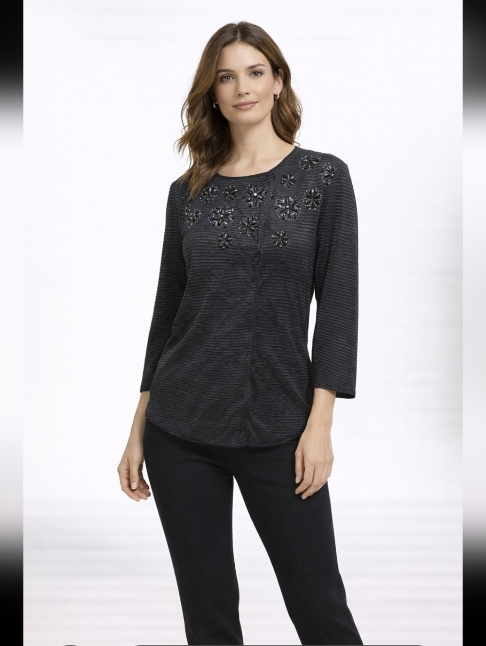 Giorgio Armani Black Floral Embellished Blouse‎